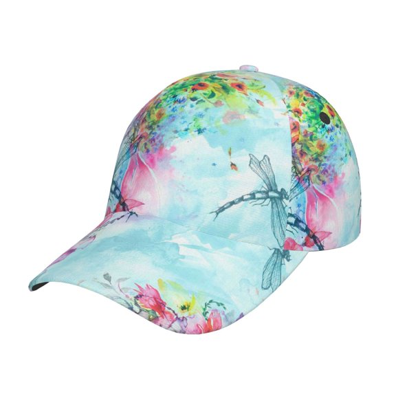 Naloa Original Classic Low Profile Hat Men Women Baseball Cap Dad Hat Adjustable Unconstructed Dragonfly Floral Print Cap