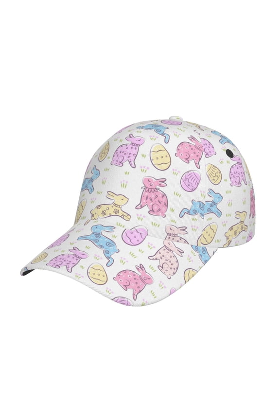 Original Classic Low Profile Hat Men Women Baseball Cap Dad Hat Adjustable Unconstructed Easter Colorful Rabbit Print Cap