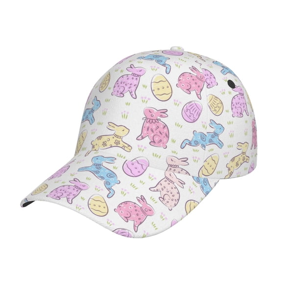 Naloa Original Classic Low Profile Hat Men Women Baseball Cap Dad Hat Adjustable Unconstructed Easter Colorful Rabbit Print Cap