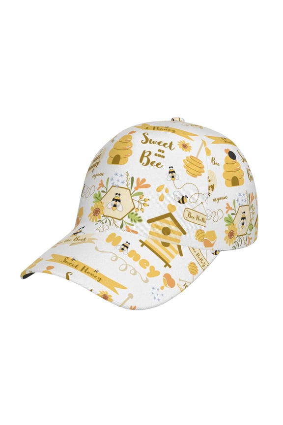 Original Classic Low Profile Hat Men Women Baseball Cap Dad Hat Adjustable Unconstructed Farm Bee Cute Honey Print Cap