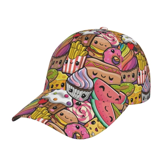 Naloa Original Classic Low Profile Hat Men Women Baseball Cap Dad Hat Adjustable Unconstructed Fruit-Flavored Ice-Cream Print Cap