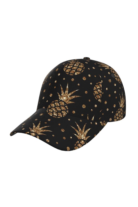 Original Classic Low Profile Hat Men Women Baseball Cap Dad Hat Adjustable Unconstructed Gold Glitter Pineapples Print Cap