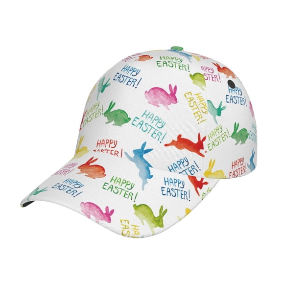 Naloa Original Classic Low Profile Hat Men Women Baseball Cap Dad Hat Adjustable Unconstructed Happy Easter Rabbit Print Cap
