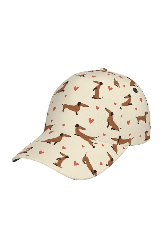 Original Classic Low Profile Hat Men Women Baseball Cap Dad Hat Adjustable Unconstructed Heart Dachshund Print Cap