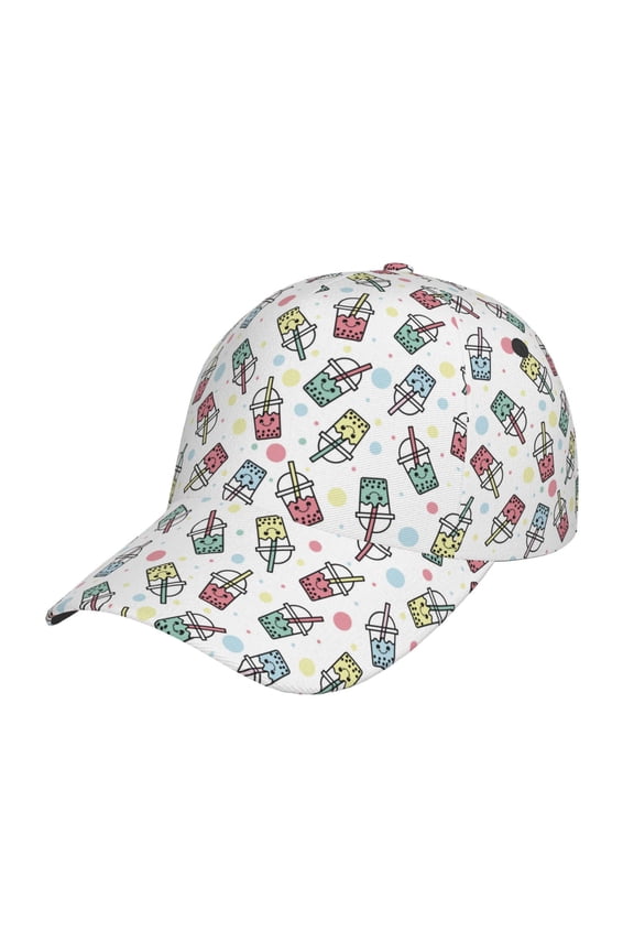 Original Classic Low Profile Hat Men Women Baseball Cap Dad Hat Adjustable Unconstructed Milk Tea Print Cap