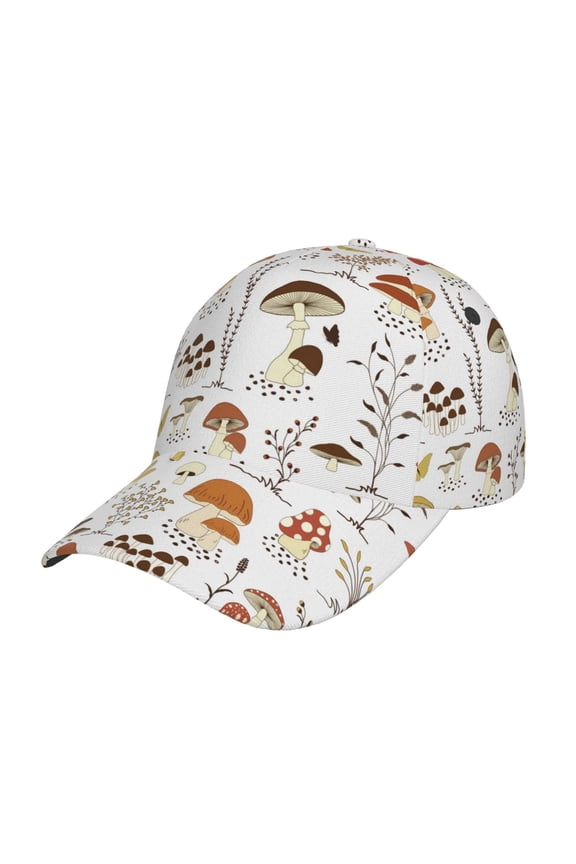 Original Classic Low Profile Hat Men Women Baseball Cap Dad Hat Adjustable Unconstructed Mushrooms And Butterflies Print Cap
