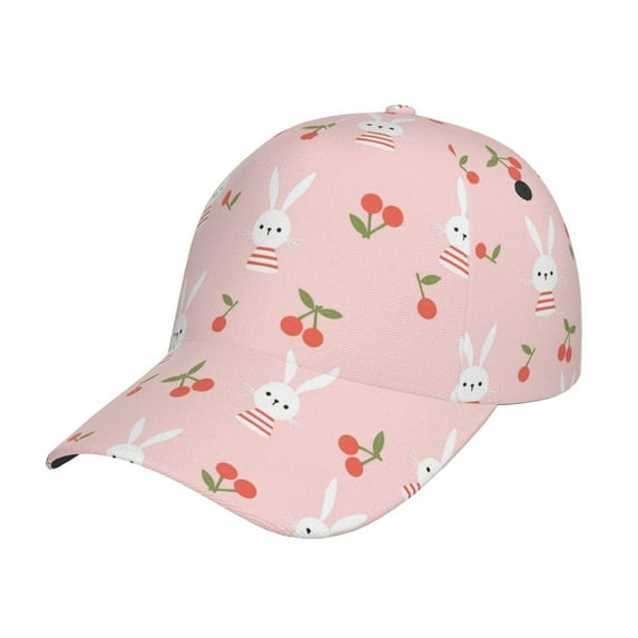 Naloa Original Classic Low Profile Hat Men Women Baseball Cap Dad Hat Adjustable Unconstructed Rabbit And Cherry Print Cap
