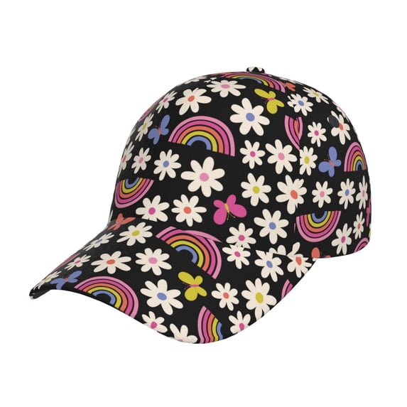 Naloa Original Classic Low Profile Hat Men Women Baseball Cap Dad Hat Adjustable Unconstructed Rainbow Flowers Print Cap