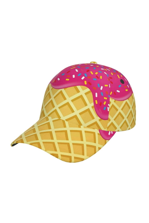 Original Classic Low Profile Hat Men Women Baseball Cap Dad Hat Adjustable Unconstructed Red Ice Cream Print Cap
