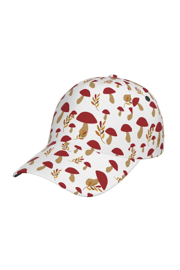 Original Classic Low Profile Hat Men Women Baseball Cap Dad Hat Adjustable Unconstructed Red Mushroom Print Cap