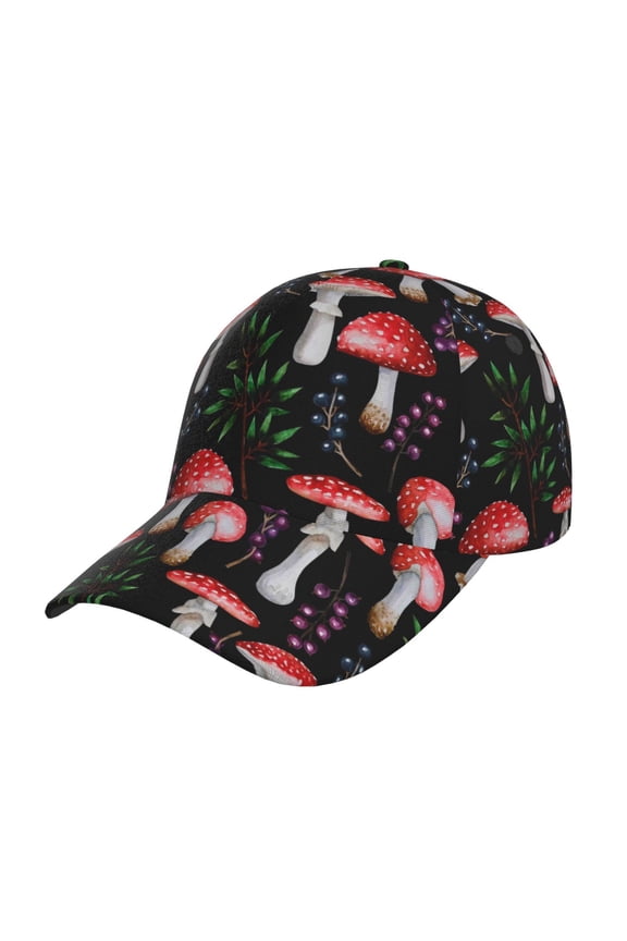 Original Classic Low Profile Hat Men Women Baseball Cap Dad Hat Adjustable Unconstructed Red Mushrooms Print Cap