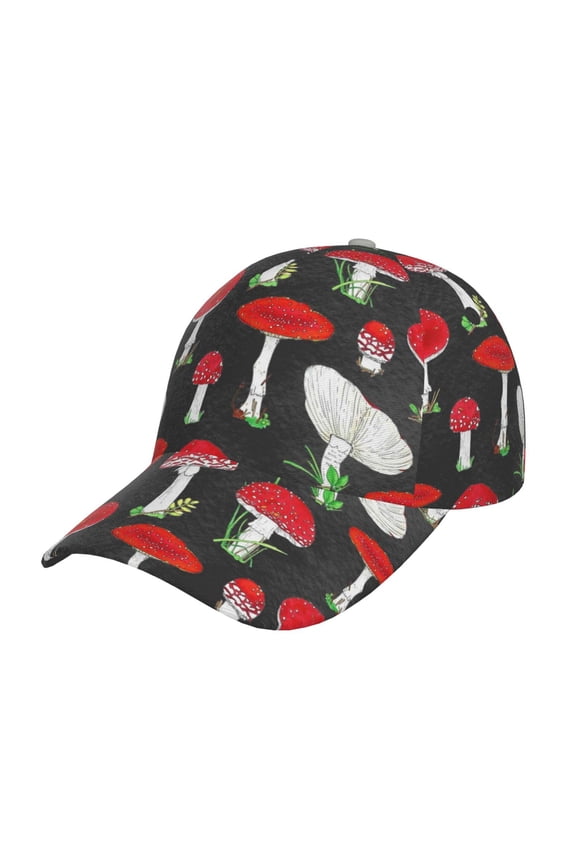 Original Classic Low Profile Hat Men Women Baseball Cap Dad Hat Adjustable Unconstructed Red Mushrooms Print Cap