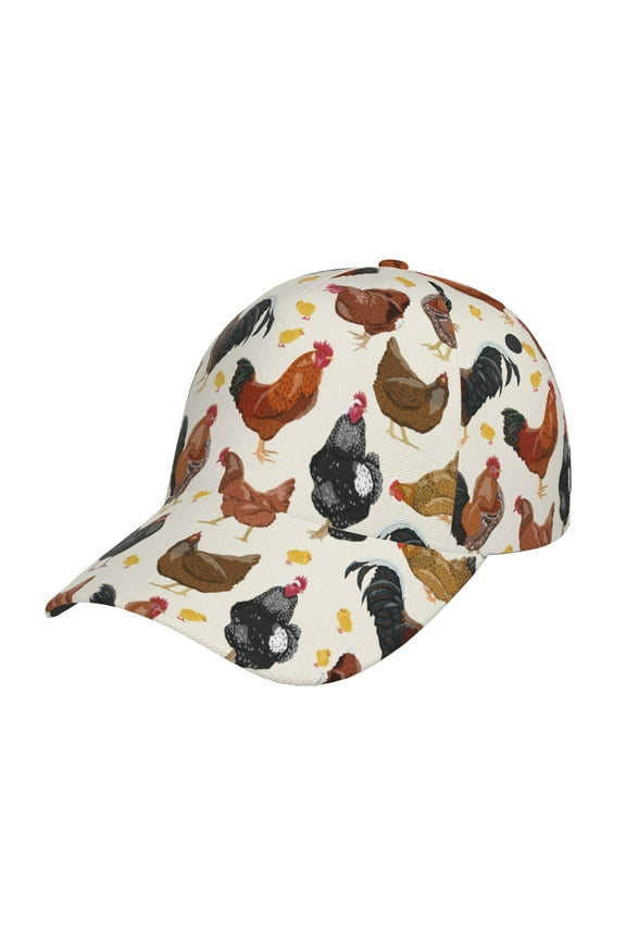 Original Classic Low Profile Hat Men Women Baseball Cap Dad Hat Adjustable Unconstructed Roosters and Chickens Print Cap