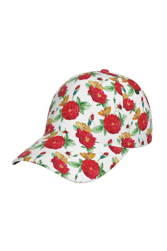 Original Classic Low Profile Hat Men Women Baseball Cap Dad Hat Adjustable Unconstructed Rose Flowers Print Cap