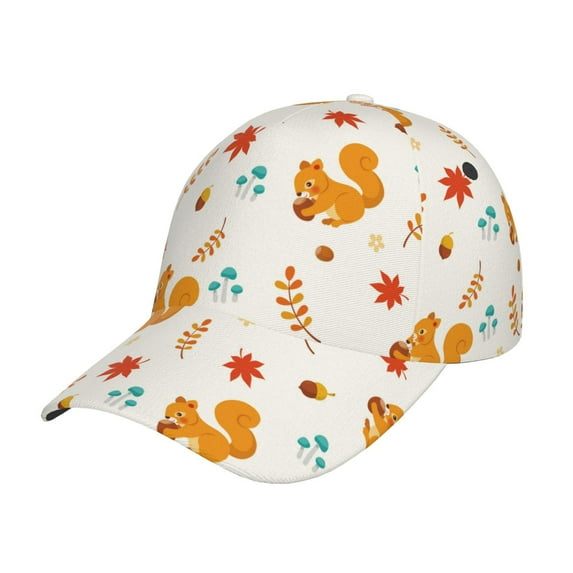 Naloa Original Classic Low Profile Hat Men Women Baseball Cap Dad Hat Adjustable Unconstructed Squirrel Maple Leaves And Nuts Print Cap