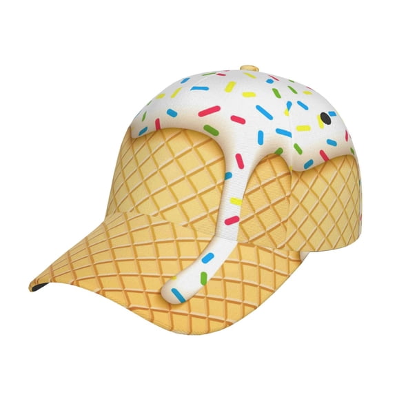Naloa Original Classic Low Profile Hat Men Women Baseball Cap Dad Hat Adjustable Unconstructed White Ice Cream Print Cap