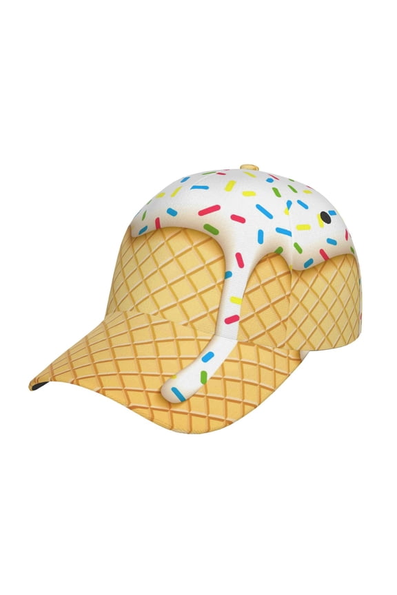 Original Classic Low Profile Hat Men Women Baseball Cap Dad Hat Adjustable Unconstructed White Ice Cream Print Cap