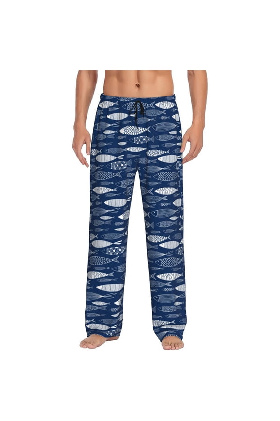Ornamental Fish Pajama Pants Men, PJ Bottoms, Sleep & Lounge Pants-Small