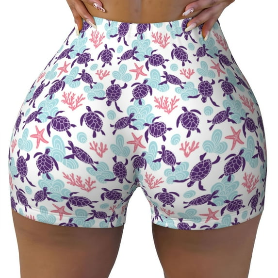 Naloa Ornamental Turtles Biker Shorts for Women Seamless Scrunch Short Women’s Yoga Shorts for Gym Running Sport Shorts - Small