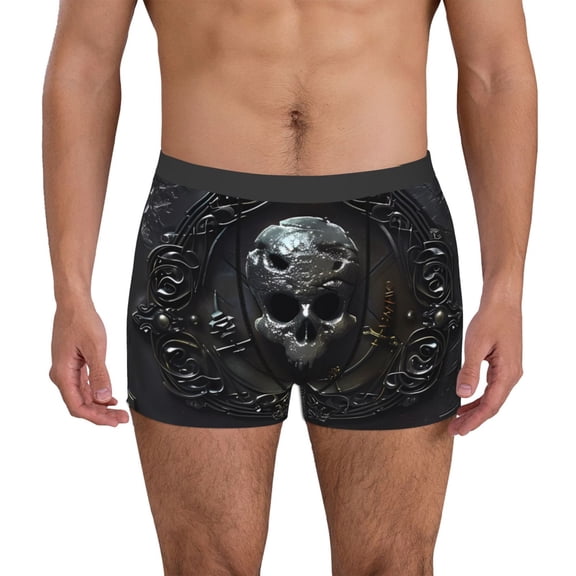 Naloa Ornate Dark Skull Book Mens Underwear - Boxers for Men, Mens Boxer Briefs, Classic Briefs for Men-Medium