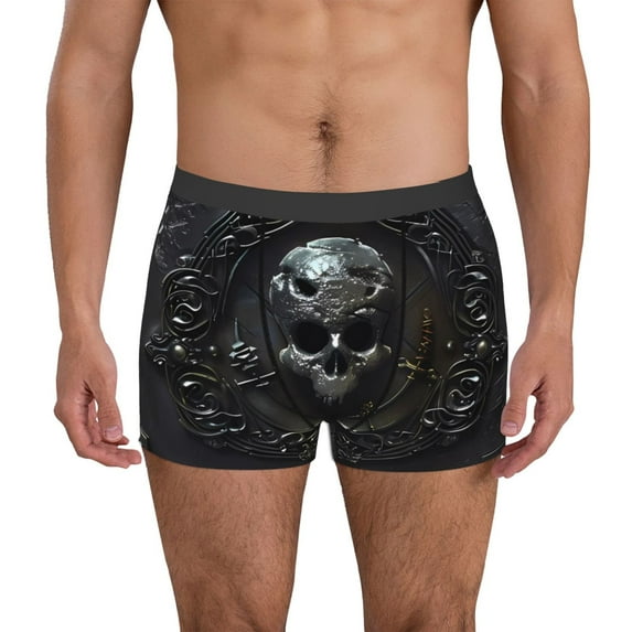 Naloa Ornate Dark Skull Book Mens Underwear - Boxers for Men, Mens Boxer Briefs, Classic Briefs for Men-Medium