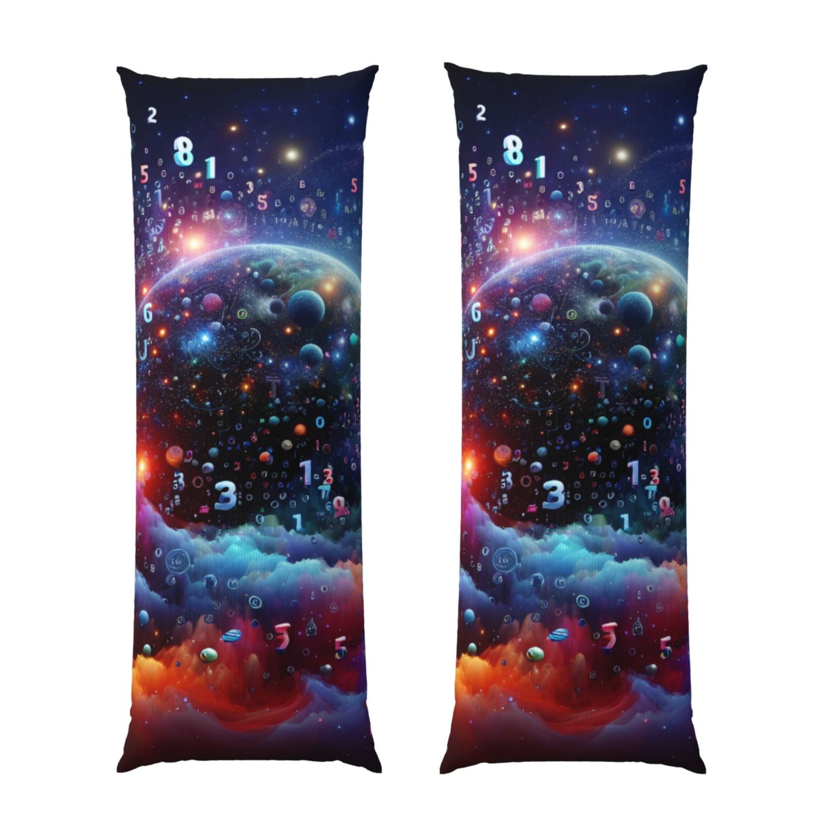 Naloa Outer Space Floating Numbers And Letters Super Soft 20x60 Body Pillow Case,Long Side Hidden Zipper（PILLOWS ARE NOT INCLUDED）