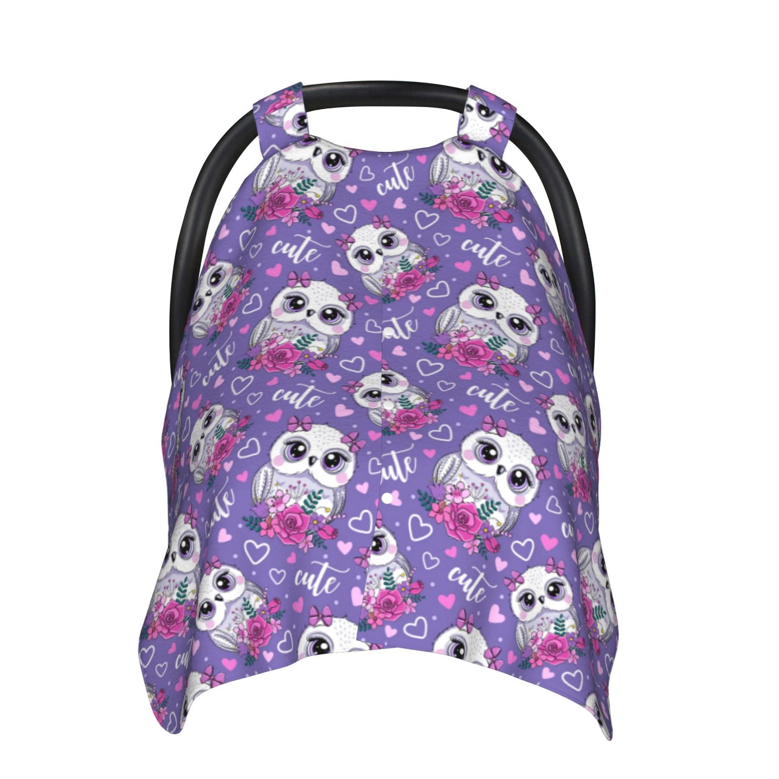 Naloa Owl And Flowers Baby Car Seat Cover, Breathable Baby Carrier Cover, Multiuse Baby Carrier Cover & Nursing Breastfeeding Cover