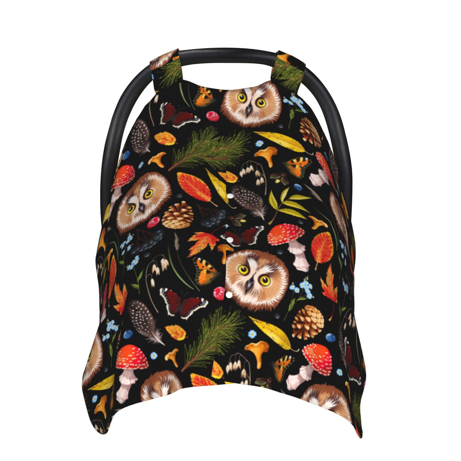 Naloa Owl And Leaves Baby Car Seat Cover, Breathable Baby Carrier Cover, Multiuse Baby Carrier Cover & Nursing Breastfeeding Cover
