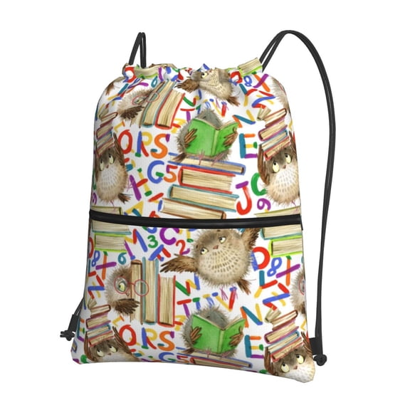 Naloa Owl Back To School Drawstring Backpack String Bag Cinch Water Resistant for Gym Shopping Sport Yoga