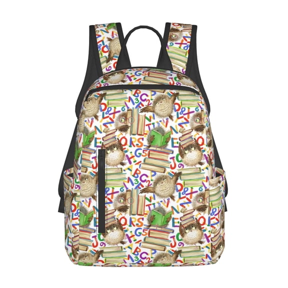 Naloa Owl Back To School Print Lightweight DayBackpack Suitable for school, work, shopping, travel, etc.