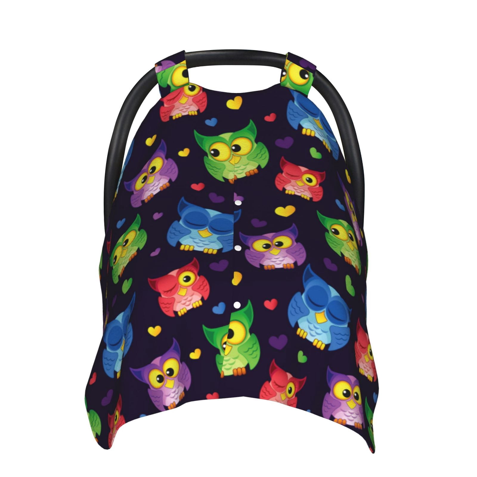 Naloa Owls And Hearts Baby Car Seat Cover, Breathable Baby Carrier Cover, Multiuse Baby Carrier Cover & Nursing Breastfeeding Cover