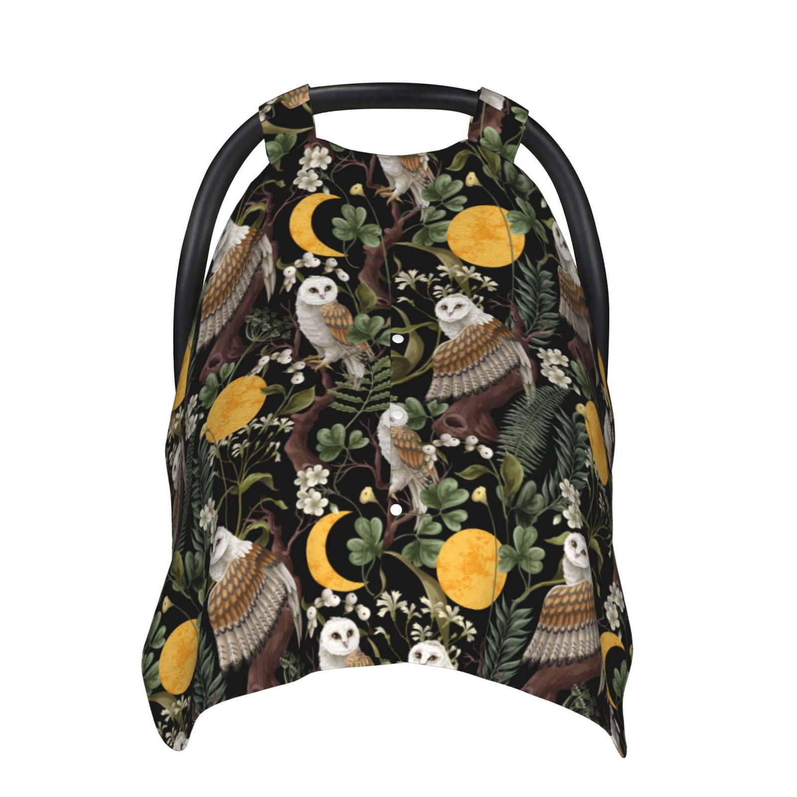 Naloa Owls And Plants Baby Car Seat Cover, Breathable Baby Carrier Cover, Multiuse Baby Carrier Cover & Nursing Breastfeeding Cover