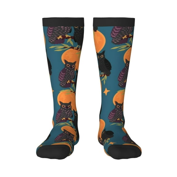Naloa Owls In Cartoon Style Thigh High Socks Extra Long Stretchy Sock Women Over Knee High Opaque Stocking Daily Wear