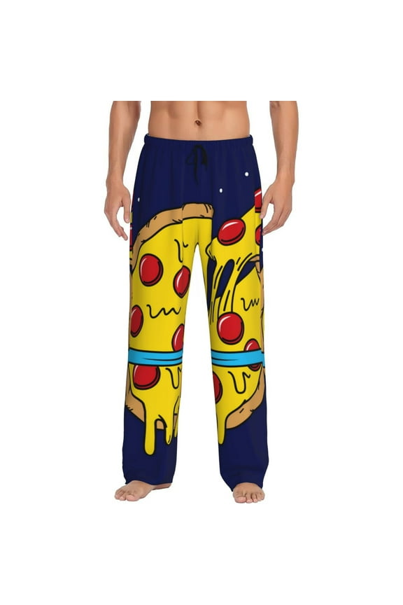PLANETA EN FORMA DE PIZZA Pajama Pants Men, PJ Bottoms, Sleep & Lounge Pants-X-Large