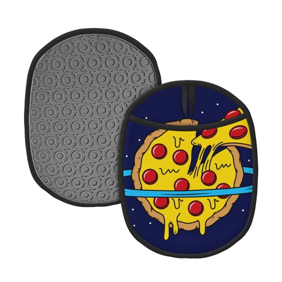 Naloa PLANETA EN FORMA DE PIZZA Silicone Pot Holders, Oven Mitts Heat Resistant Hot Pads, Non Slip Pot Holder for Kitchen Baking and Cooking 9.4 x 7.5 Inches
