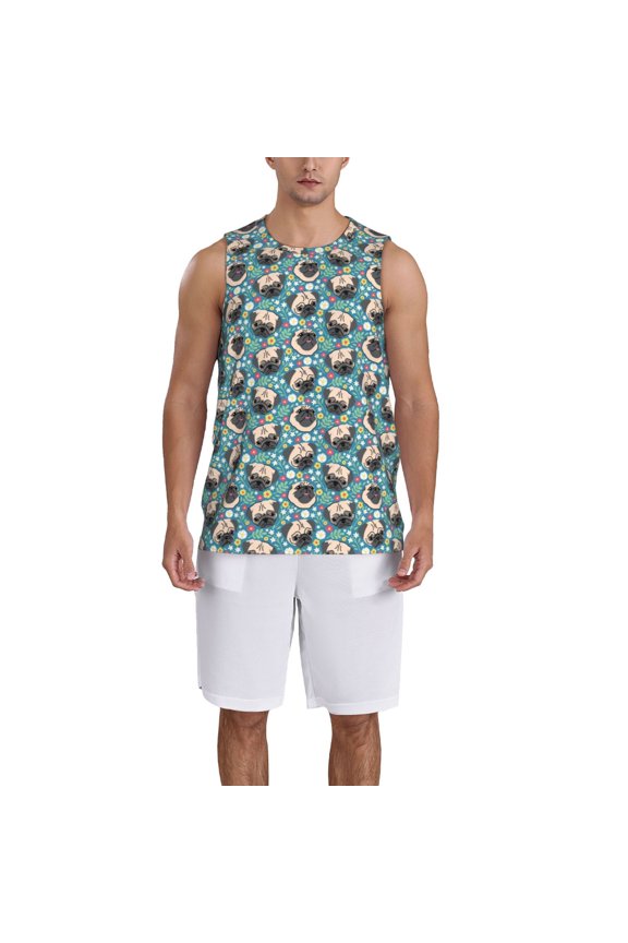 PUG HEAD And Flower Basketball Jersey Reversible Men's Mesh Athletic Sports Shirts Training Practice S-4XLLarge