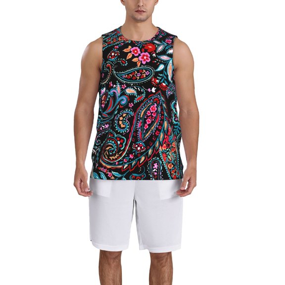 Naloa Paisley Basketball Jersey Reversible Men's Mesh Athletic Sports Shirts Training Practice S-4XLLarge