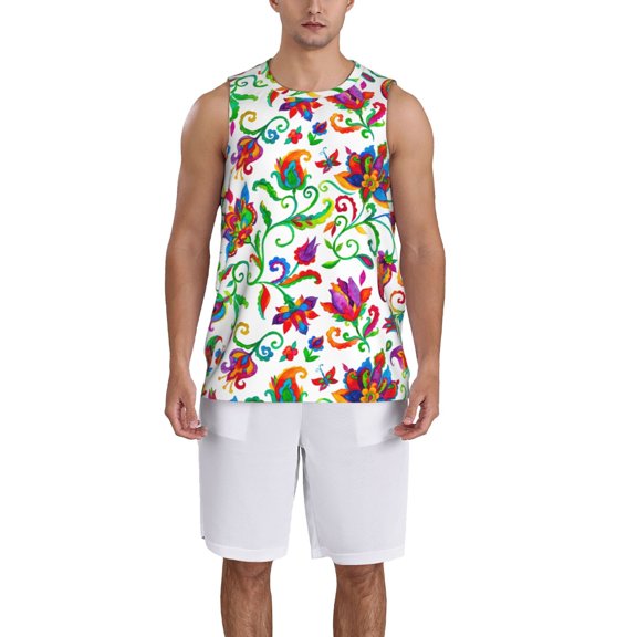 Naloa Paisley Basketball Jersey Reversible Men's Mesh Athletic Sports Shirts Training Practice S-4XLMedium