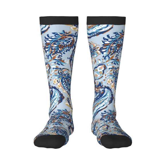 Naloa Paisley Floral Branches Thigh High Socks Extra Long Stretchy Sock Women Over Knee High Opaque Stocking Daily Wear