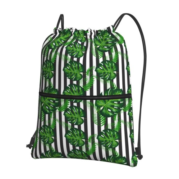 Naloa Palm Greenery Drawstring Backpack String Bag Cinch Water Resistant for Gym Shopping Sport Yoga