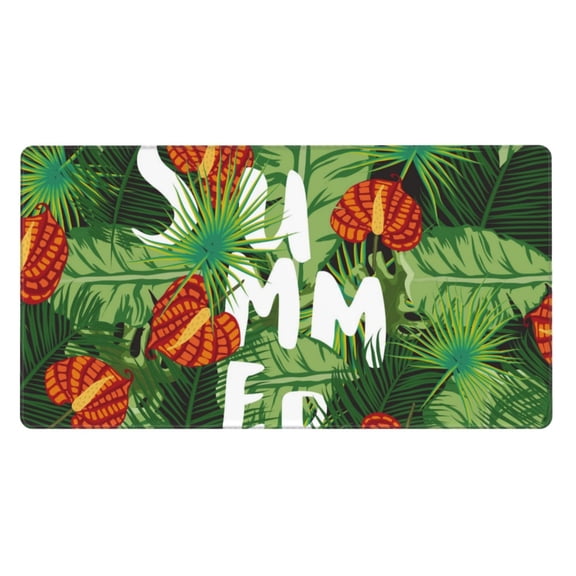 Naloa Palm Leaves And Tropical Flowers Gaming Mouse Pad Large Mouse Mat Long Extended Desk Pad Non-Slip Rubber Mice Pads Stitched Edges Thin Pad (16x29.5 Inch)