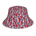 thumbnail image 1 of Naloa Palm Tree Pattern on Red Reflective Double-Sided Bucket Hat, Sun Hat, Soft and Breathable for Gardening, Beaching, Camping, Hiking, Fishing, 1 of 9
