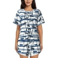 thumbnail image 1 of Naloa Palm Tree Women's Short-Sleeved Pajama Set, Loungewear, Summer pajamas, Breathable Cozy - 3X-Large, 1 of 9