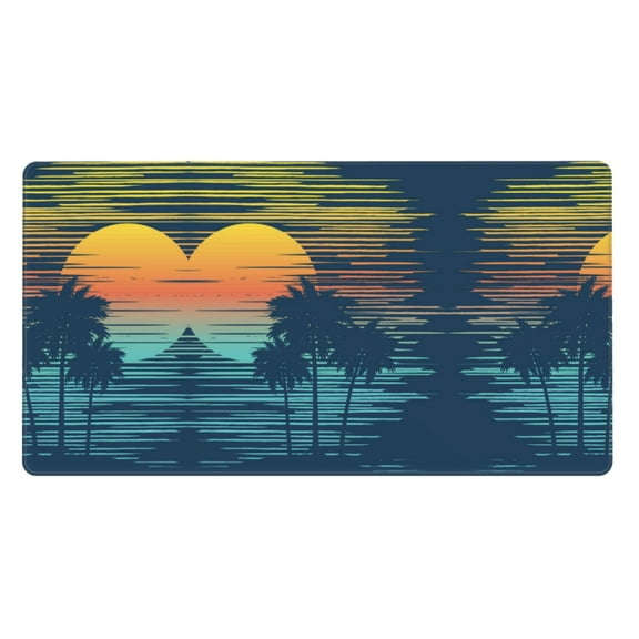 Naloa Palm Trees Gaming Mouse Pad Large Mouse Mat Long Extended Desk Pad Non-Slip Rubber Mice Pads Stitched Edges Thin Pad (16x29.5 Inch)