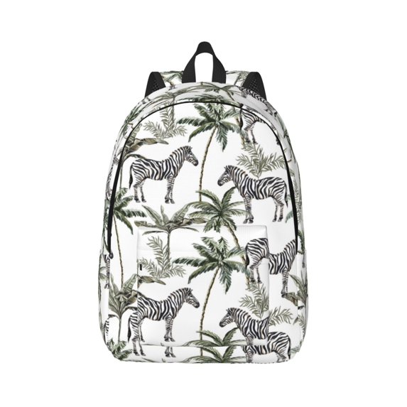 Naloa Palm Trees Zebra Canvas Backpack for Men Women Rucksack Casual Travel Daypack College Tote Satchel Bookbag for Teens-Medium