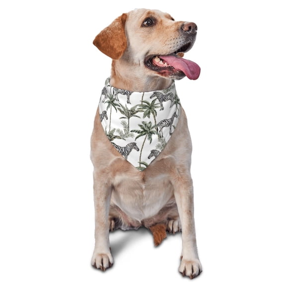 Naloa Palm Trees Zebra Dog Bandanas 1PC Washable Triangle Dog Scarfs Premium Durable Fabric, for Small Medium Large Dogs and Cats