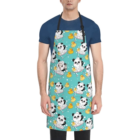 Naloa Panda Bathing Apron Kitchen Aprons with Pockets for Women Men Chef