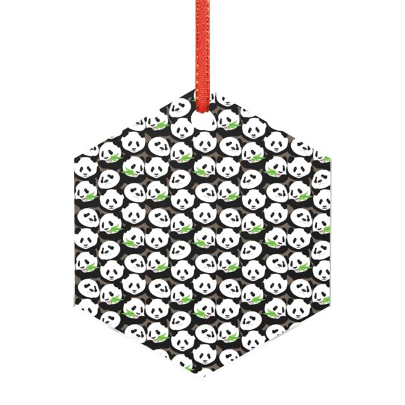 Naloa Panda Bear Acrylic Santa Tree Decorations Christmas Hanging Pendant for Christmas Winter New Year Party Hanging Decorations-Hexagon