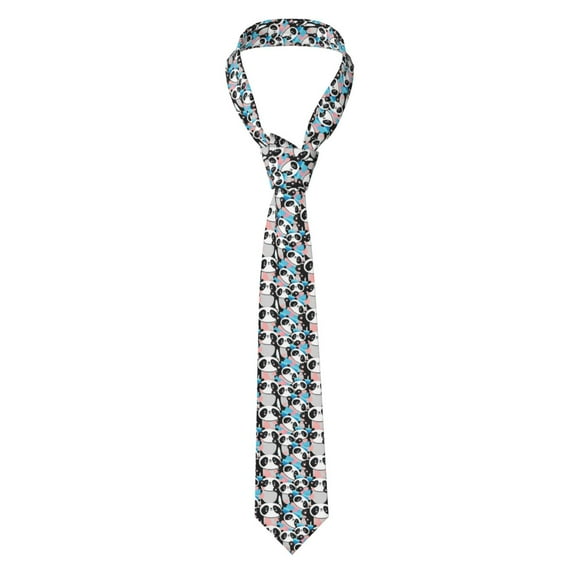 Naloa Panda Cute Hearts Print Solid Color Tie Formal Necktie for Men，Suitable for business, daily life, work