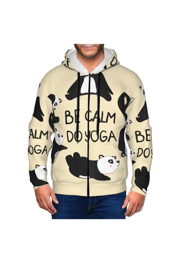 Panda Doing Yoga Men’s Hoodies, Zip up Hoodie, Sweatshirts,Hoodies for Men Sizes S-3XL-Small